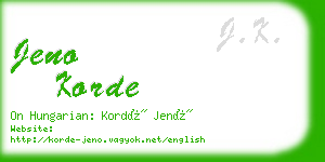 jeno korde business card